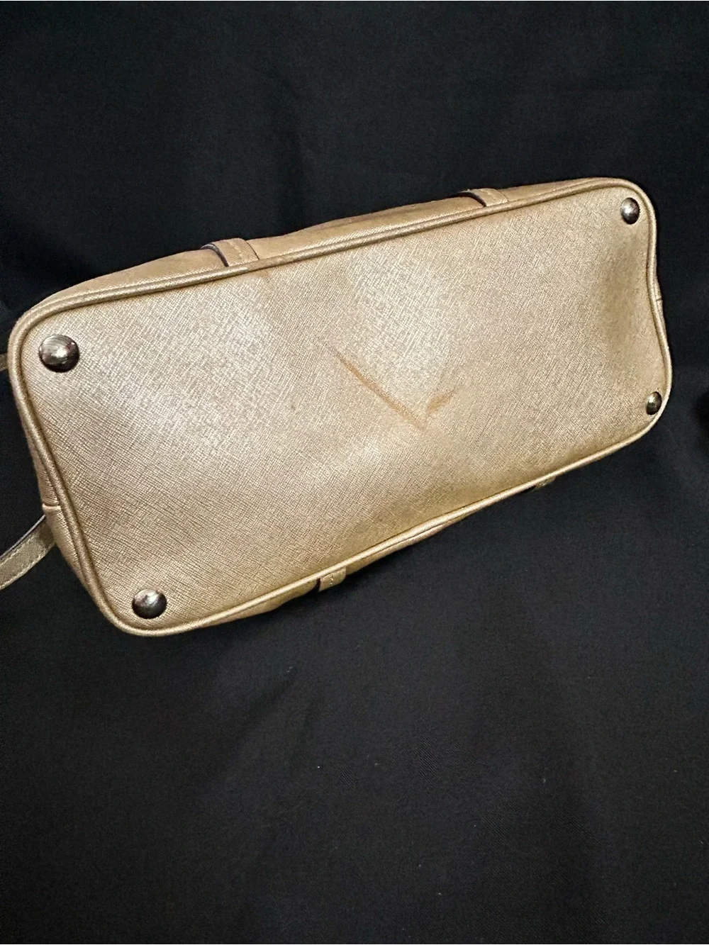 Coach Metallic Gold Dome Satchel with Crossbody Strap & Tassel